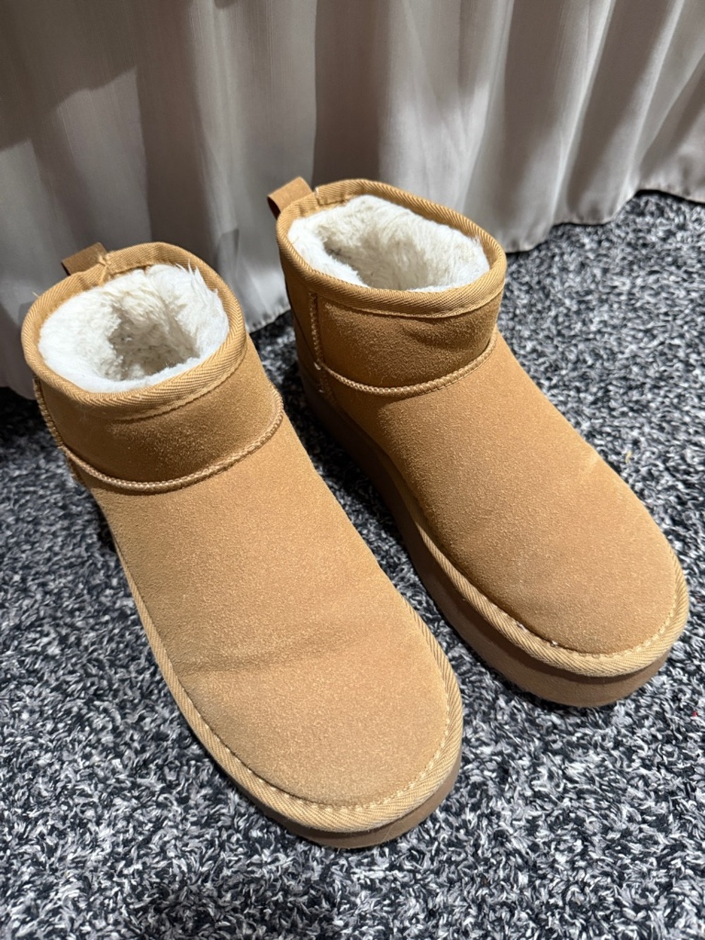 Palinka Cozy Tan Suede Shearling-Lined Ankle Boots 8